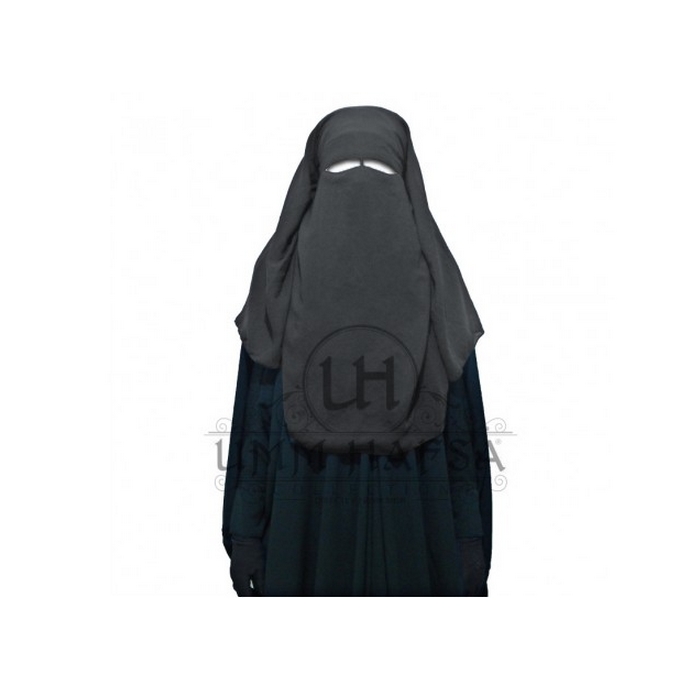 sitar niqab 3 voiles Umm Hafsa 95 cm gris