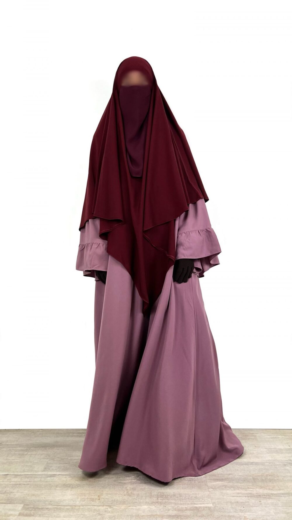 Abaya-Caly-Rose-Parme-x-Maxi-Khimar-Bordeaux