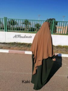 Abaya manches droites wool peach Al Mouslimate kaki