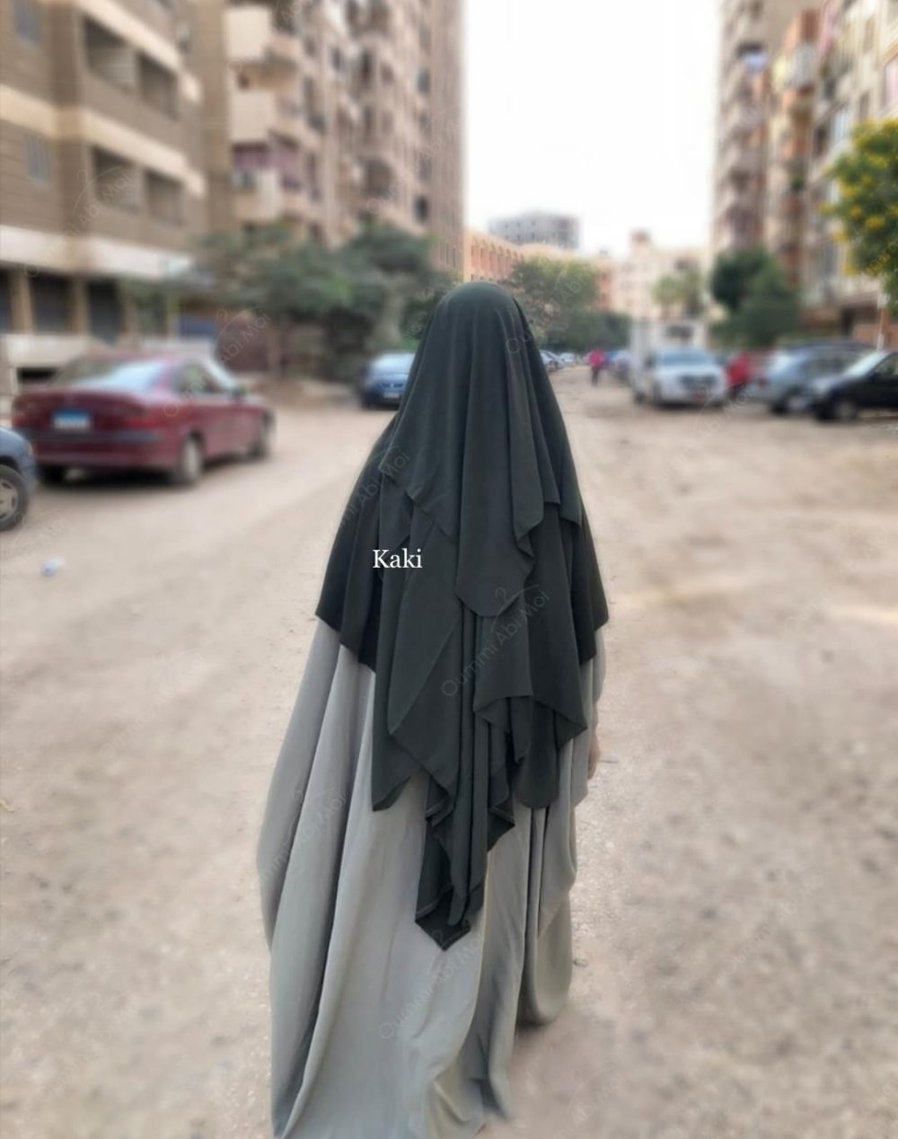 niqab kaki 3 voiles 1m50