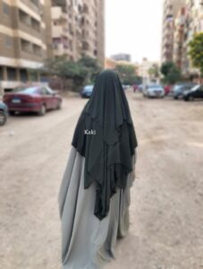 niqab kaki 3 voiles 1m50
