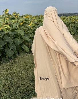 Abaya à manche droites Dar al iman & maxi khimar bint.a beige