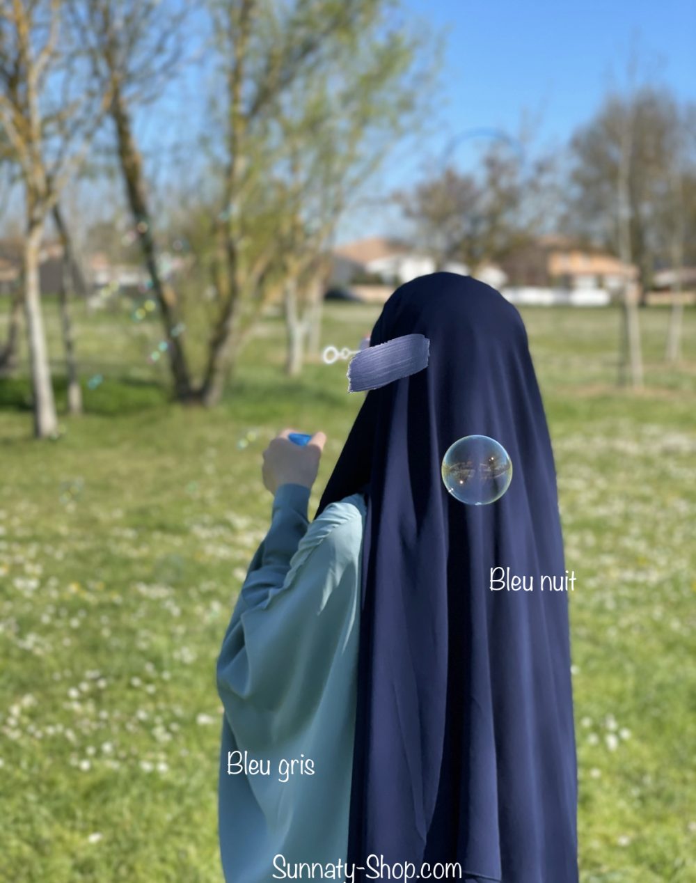 abaya Saoudienne Bint.a bleu gris oummi abi moi