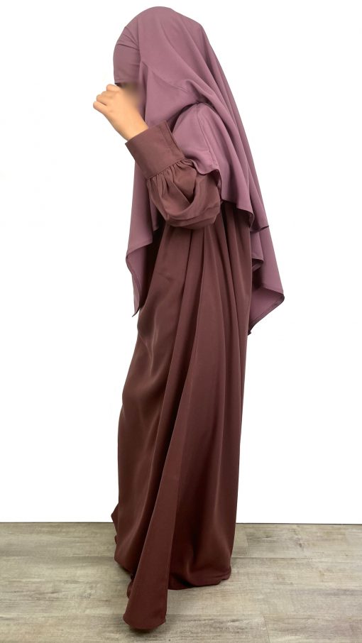 abaya à,manches bouffantes mini taupe rosé