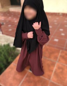 abaya à,manches bouffantes mini bois rose