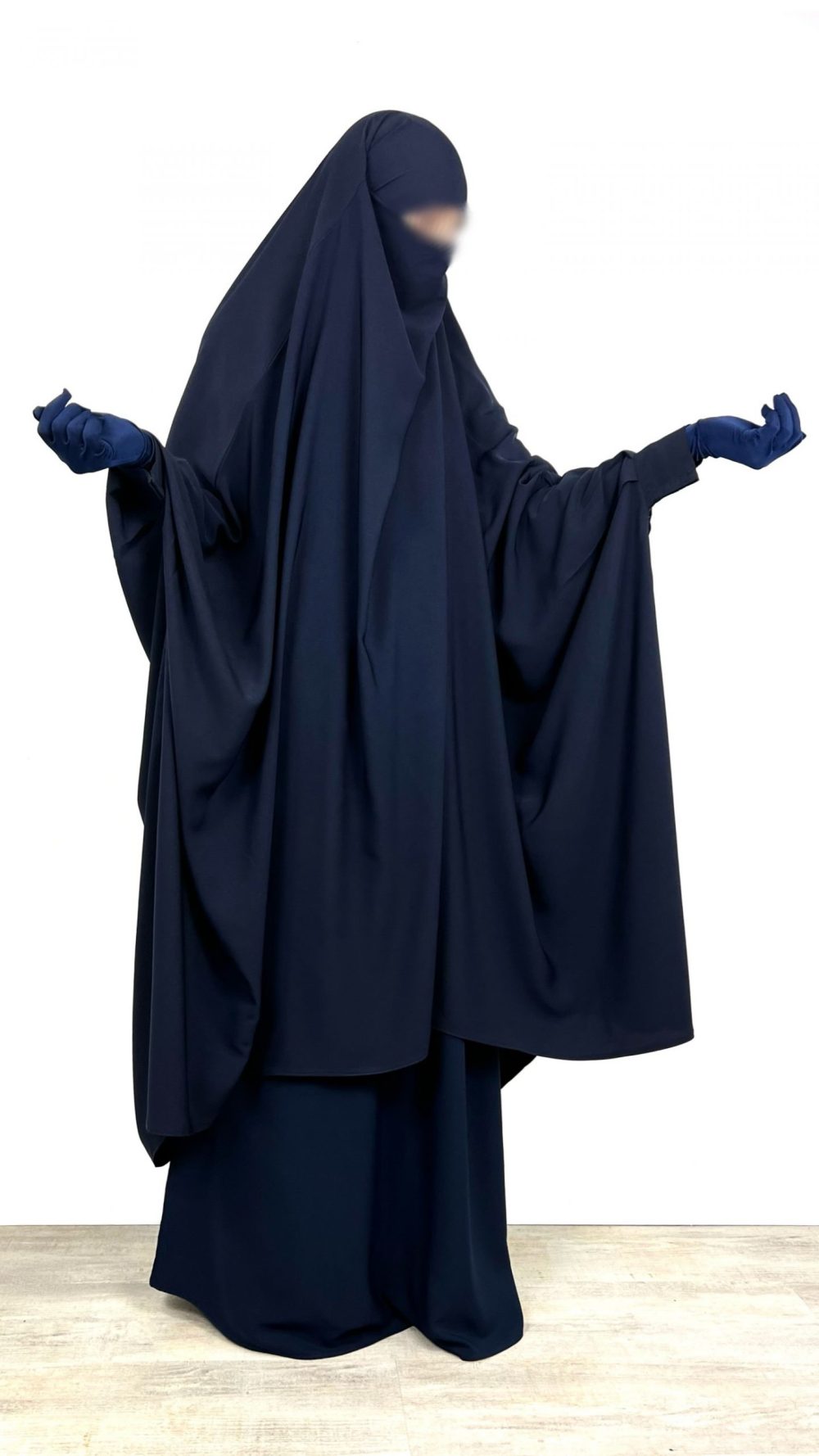 Jilbab oummi abi moi 2 pièces bleu nuit