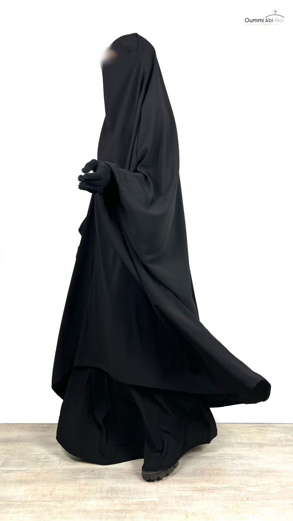 Jilbab oummi abi moi 2 pièces noir