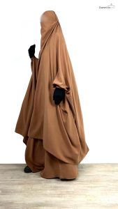 Jilbab oummi abi moi 2 pièces camel