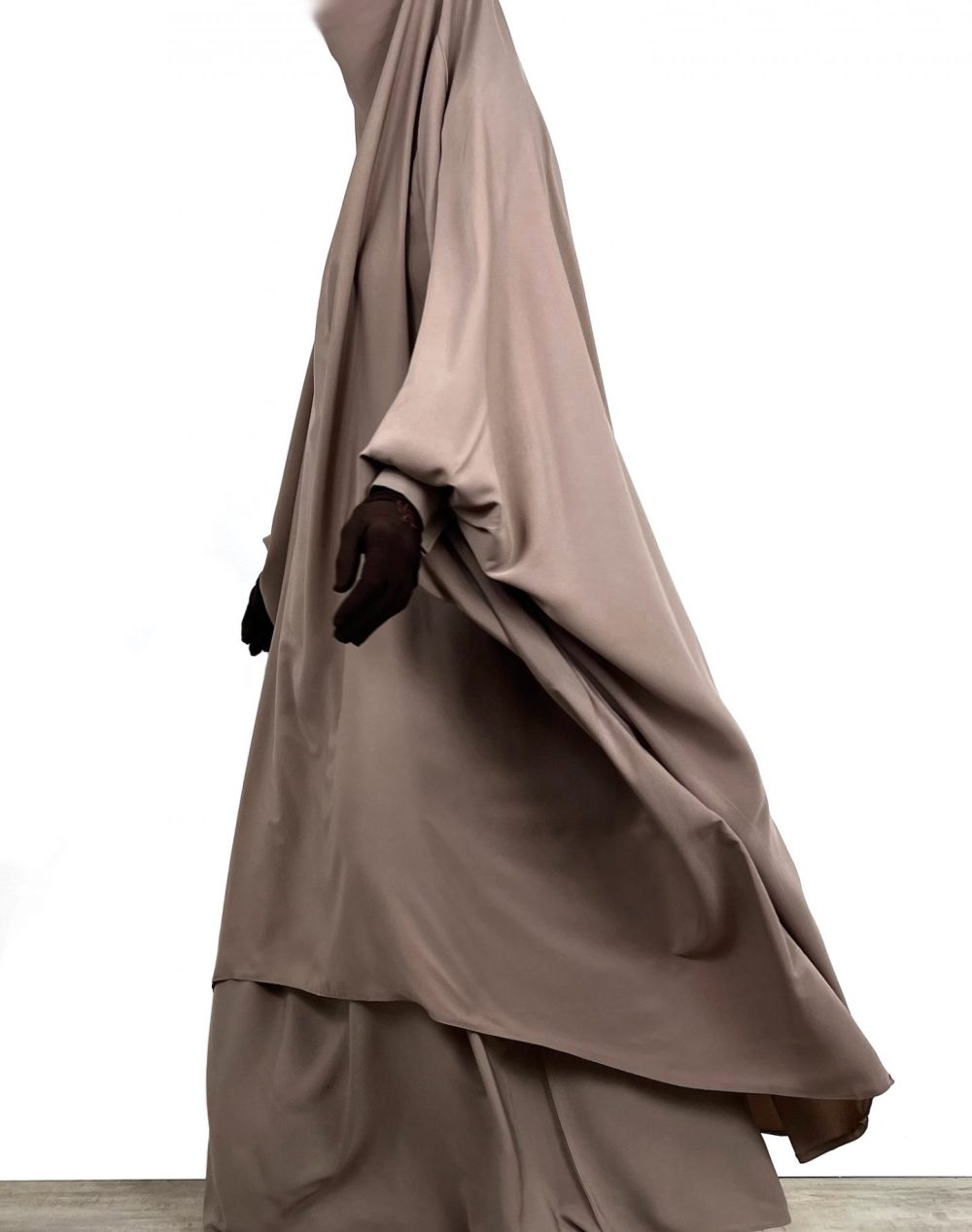 Jilbab oummi abi moi 2 pièces taupe nude Jilbab 2 pièces Bint.a