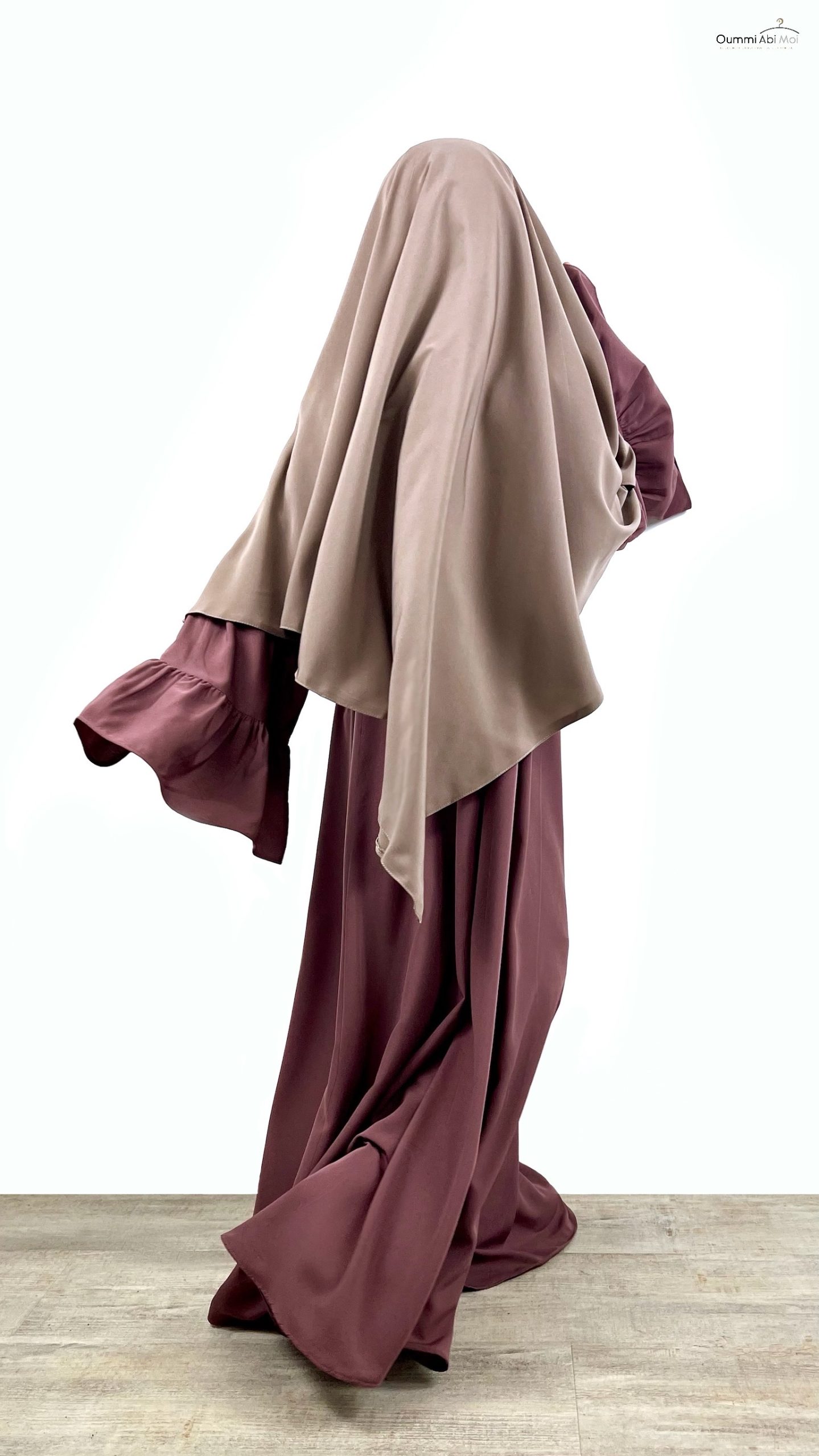 Abaya Mini Caly Manches Évasées taupe rosé