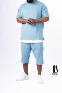 Ensemble T-shirt Short Ibn Adam homme Bleu